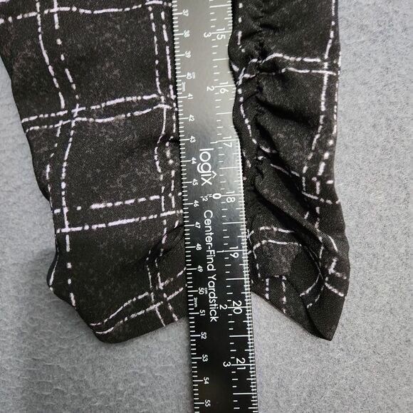 Torrid Crop Blazer Womens 3X Crepe Black Plaid Ruched Sleeve Open Front Witchy - Picture 10 of 12